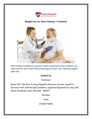 Weight Loss For Heart Patients  Firstheart