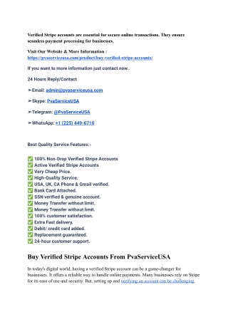 #1 Steps 46.9 site To Buy Verified Stripe Accounts 2025 In PvaServiceUSA