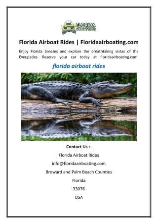 Florida Airboat Rides  Floridaairboating.com