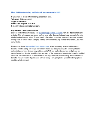 Most 50 Websites to buy verified cash app accounts in 2025