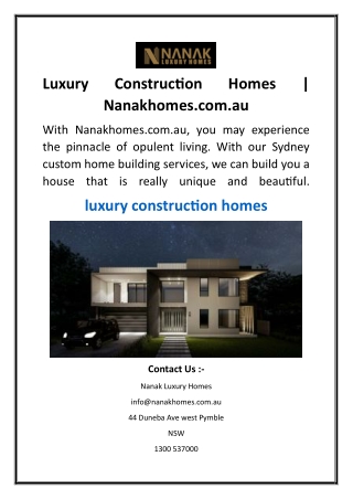 Luxury Construction Homes  Nanakhomes.com.au