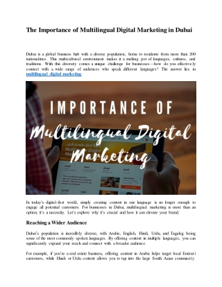 The Importance of Multilingual Digital Marketing in Dubai