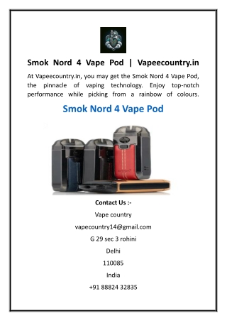 Smok Nord 4 Vape Pod  Vapeecountry.in