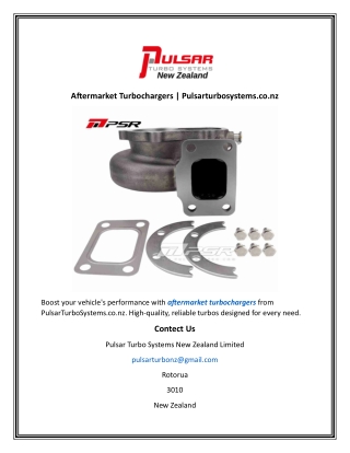 Aftermarket Turbochargers  Pulsarturbosystems.co.nz