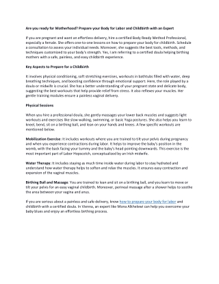 Are you ready for Motherhood Prepare your Body for Labor and Childbirth with an Expert