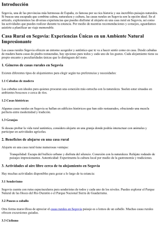 Casa Rural en Segovia: Alojamientos únicos en un Entorno Natural Increíble
