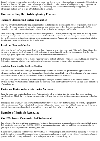 Trusted and Local Bathtub Reglazing Services in Durham NC