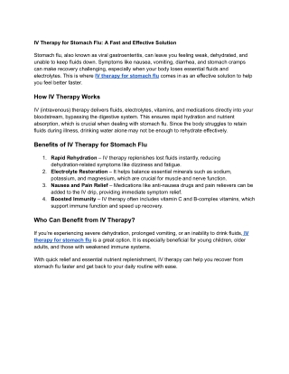 Iv therapy for stomach flu