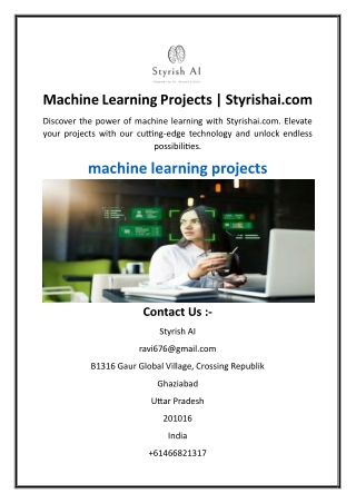 Machine Learning Projects  Styrishai.com
