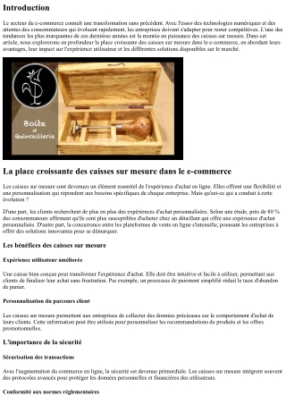 La place croissante des caisses sur mesure dans le e-commerce