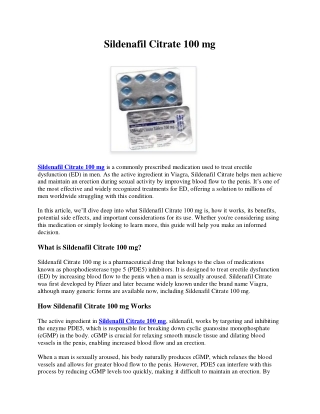 SILDENAFIL CITRATE 100 MG