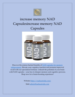 increase memory NAD Capsulesincrease memory NAD Capsules