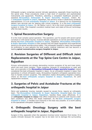 Most Difficult Surgery for an Orthopedic Surgeon