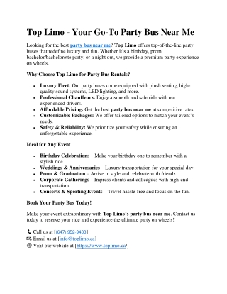 Affordable Party Bus Rental Near Me - Top Limo