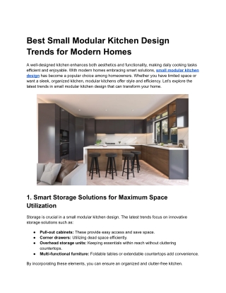Best Small Modular Kitchen Design Trends for Modern Homes