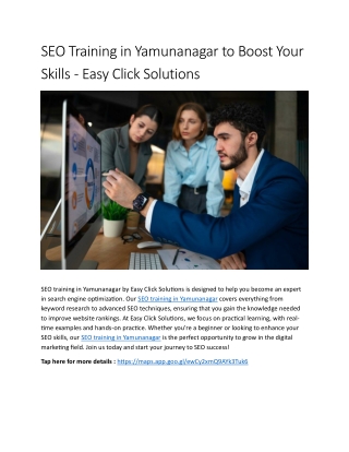 SEO Training in Yamunanagar to Boost Your Skills  - Easy Click Solutions