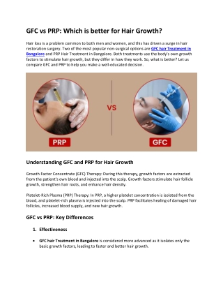 GFC vs PRP: Which is better for Hair Growth?