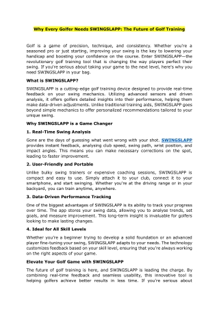 Why Every Golfer Needs SWINGSLAPP The Future of Golf Training