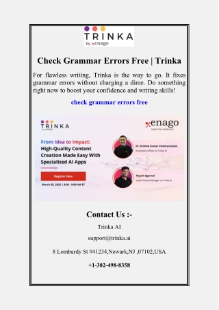 Find Grammar Errors | Trinka