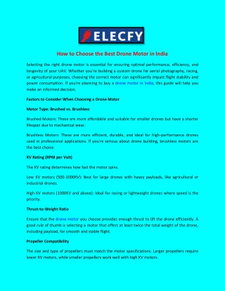 How to Choose the Best Drone Motor in India