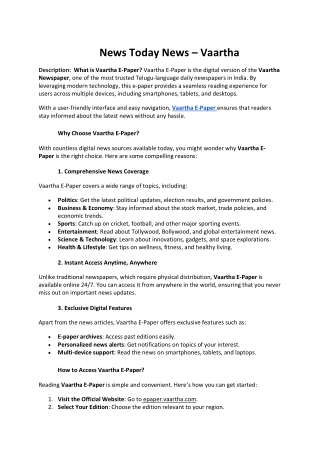 News Today News – Vaartha