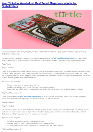 Your Ticket to Wanderlust