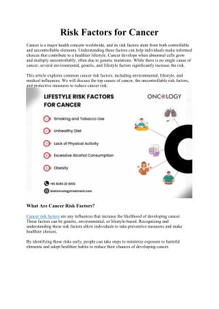 Risk Factors for Cancer