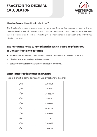 FRACTION TO DECIMAL Calculator