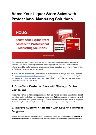 Boost Your Liquor Store Sales with Professional Marketing Solutions