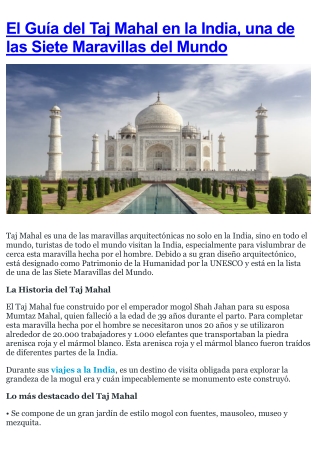 El Guía del Taj Mahal en la India