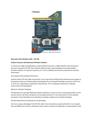 Dynemech Anti-Vibration Table - DIT-AHL