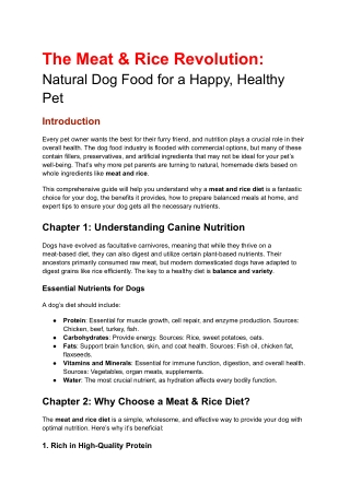 The Meat & Rice Revolution: Natural Dog Food for a Happy, Healthy Pet