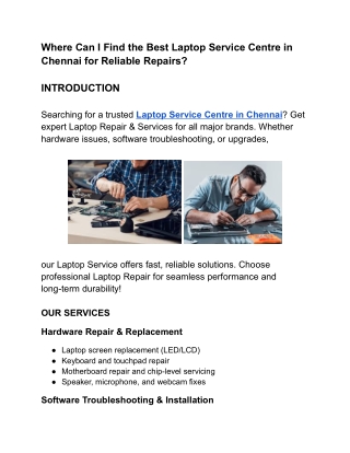 Laptop service in Chennai