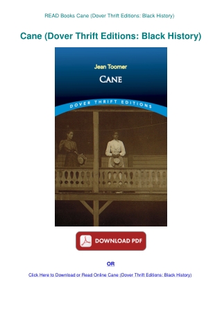 READ Books Cane (Dover Thrift Editions Black History)