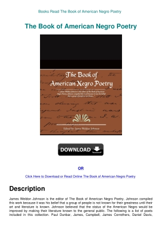 Books Read The Book of American Negro Poetry