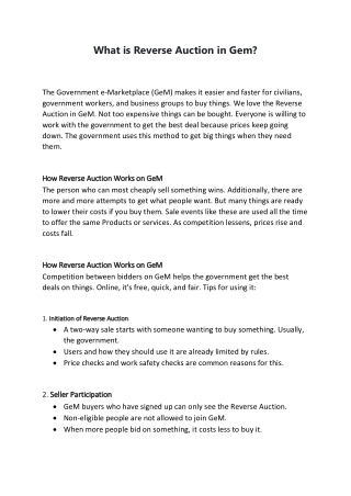 What is Reverse Auction in Gem