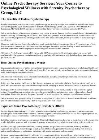 Serenity Psychotherapy Group