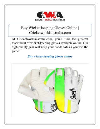 Buy Wicket-keeping Gloves Online | Cricketworldaustralia.com