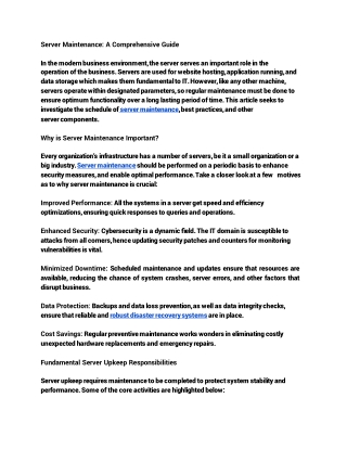 Server Maintanance
