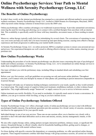 Serenity Psychotherapy Group