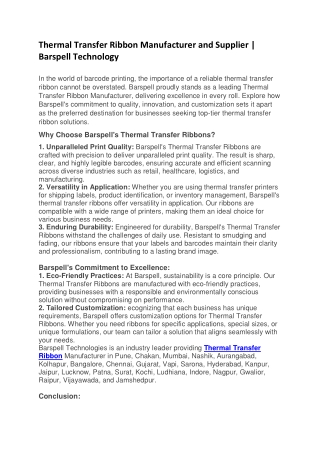 5. Thermal Transfer Ribbon Manufacturer and Supplier