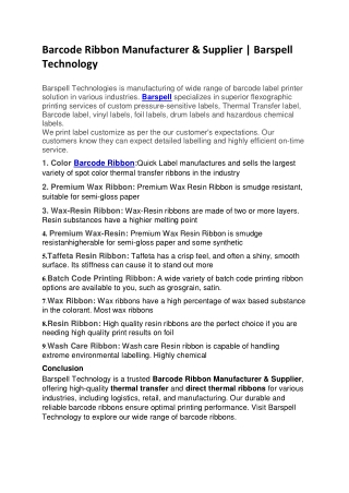 6. Barcode Ribbon Manufacturer