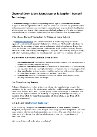 7. Chemical Drum Labels Manufacturer