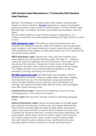 9. GHS Standard Label Manufacturer