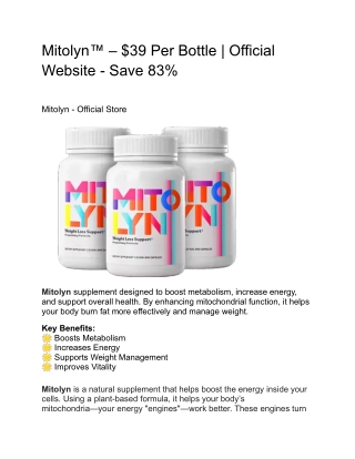 Mitolyn™ – $39 Per Bottle | Official Website - Save 83%