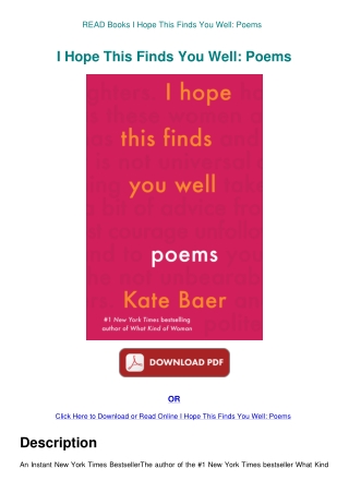 READ Books I Hope This Finds You Well Poems