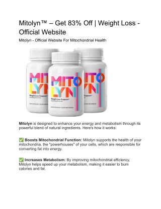 Mitolyn™ – Get 83% Off | Weight Loss - Official Website