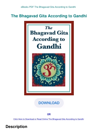 eBooks PDF The Bhagavad Gita According to Gandhi