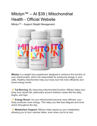 Mitolyn™ – At $39 | Mitochondrial Health - Official Website