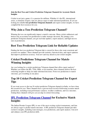 cricket prediction telegram channel